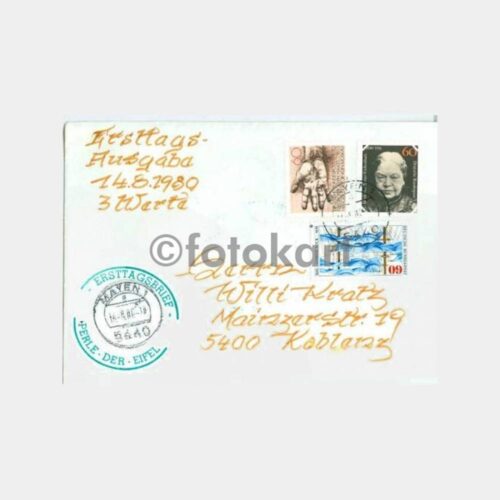 1980 Almanya Tablo Pullu Damgalı Zarf