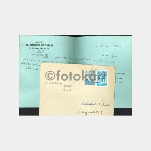 1943 Av. Hüsnü German İzmir - Ayvalık Mektup Zarf