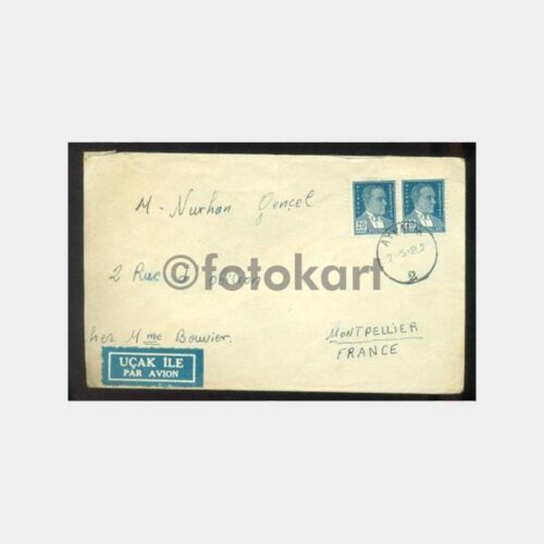 1952 Ayvalık Damgalı Ata Pullu Zarf
