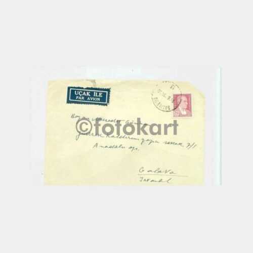 1954 Balıkesir Posta Damgalı Zarf