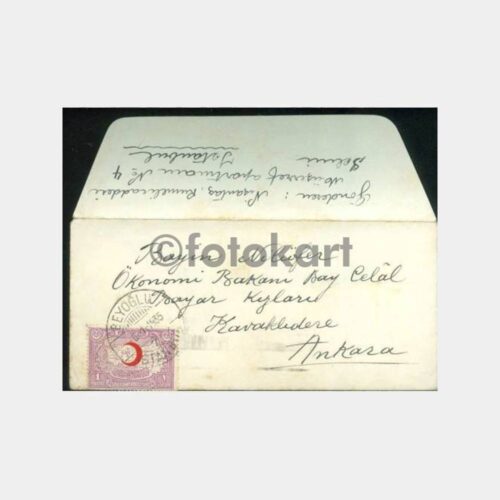 1935 Ekonomi Bakanı Celal Bayar Kızları Tebrik Kartı ve Zarf