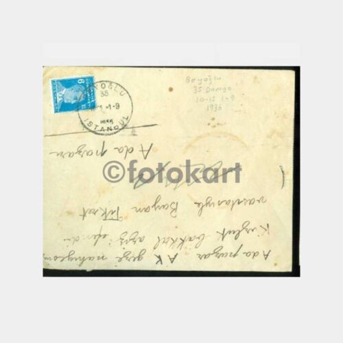 1936 Beyoğlu 35 Nolu Posta Damgalı Zarf