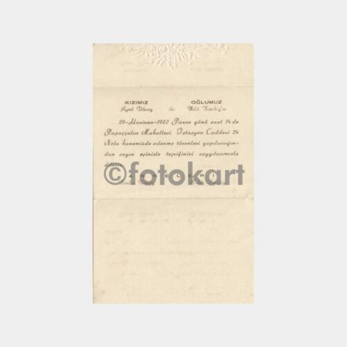 1932 Adapazarı Papuçcular Nikah Davetiyesi