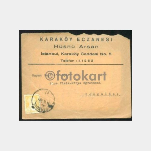 1951 Hüsnü Arsan Eczanesi Damgalı Zarfı