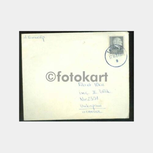 1977 Balıkesir Erdek Tatlısu Damgalı Zarf