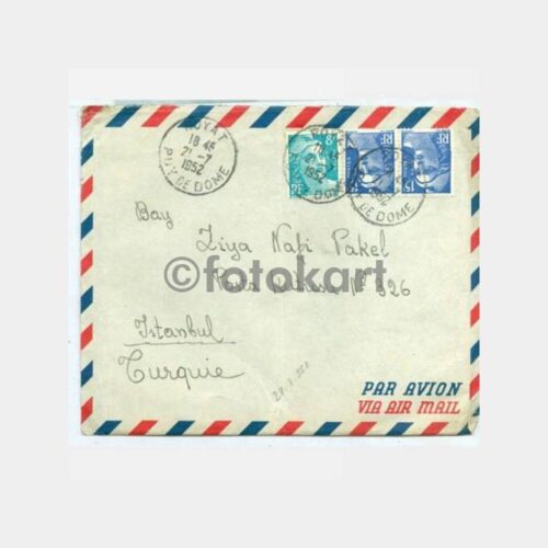 1952 Fransa Uçak Damgalı Zarf Mektup