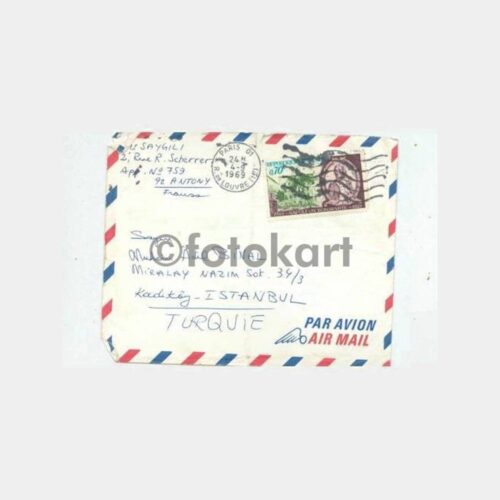 1969 Fransa Pullu Damgalı Zarf
