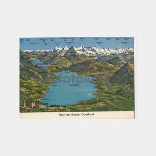 1970 İsviçre Göller Haritalı Kartpostal