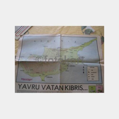 1974 Hürriyet Gazetesi Yavru Vatan Kıbrıs Harita Sayfası