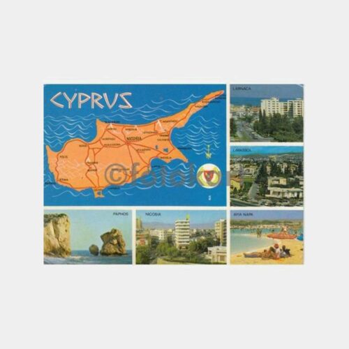 1970 Kıbrıs Haritası Konulu Kartpostal