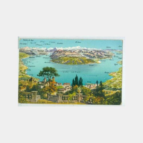 1930 İsviçre Leman Gölü Haritalı Kartpostal