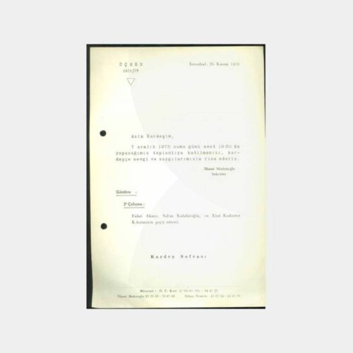 1973 Üçgen Mason Locası Toplantı Davet Yazısı