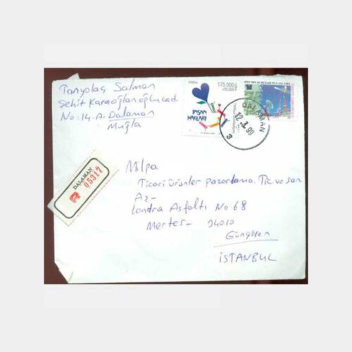 1999 Muğla Dalaman Damgalı Zarf