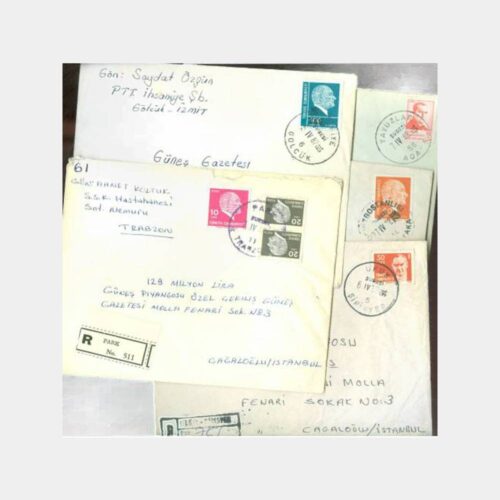 1982 Muhtelif Posta Damgalı 43 Adet Zarf