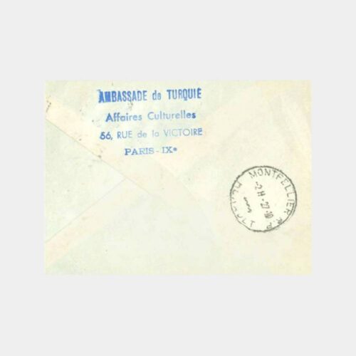 1952 Paris Türk Kültür Dairesi Damgalı Zarf - Görsel 2