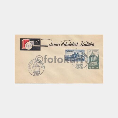 1957 İzmir Antetli Zarf - Konya Mevlana FDC