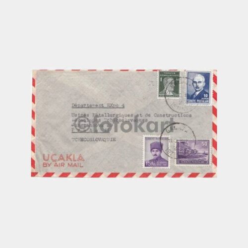 1947 Ata İnönü Pullu Posta Damgalı Zarf