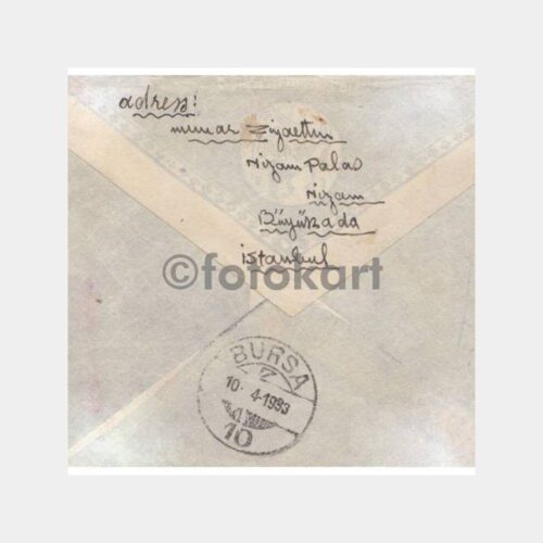 1933 Bursa Posta Damgalı Zarf