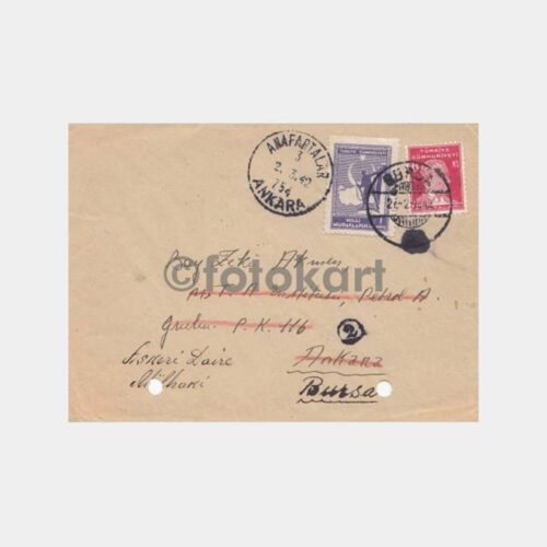 1942 Bursa Posta Damgalı Zarf