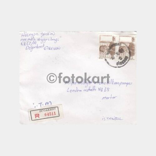 2001 Giresun Doğankent Posta Damgalı Zarf