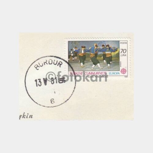 1981 Burdur Folklor Posta Damgalı Zarf