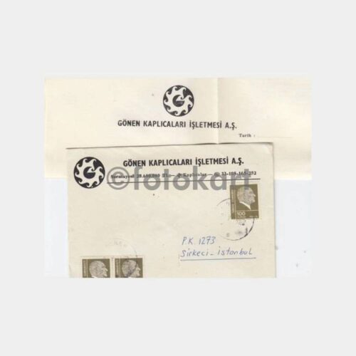 1978 Gönen Kaplıcaları Posta Damgalı Zarf