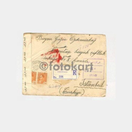 1948 Irak Bağdat Damgalı Zarf