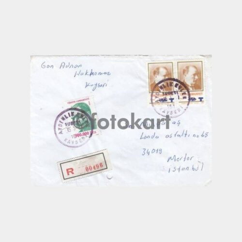 2001 Kayseri Aydınlıkevler Posta Damgalı Zarf