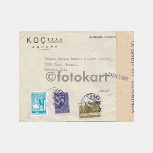 1945 Koç Şirketi Antetli Ankara Posta Damgalı Zarf