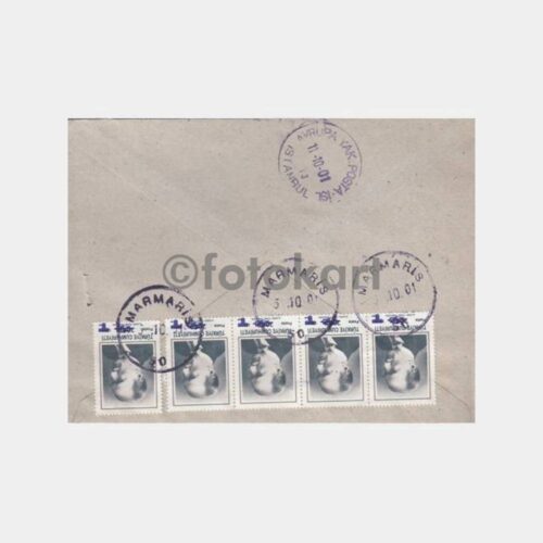 2001 Marmaris Posta Damgalı Zarf - Görsel 2