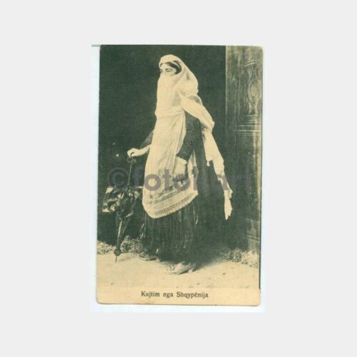 1900 Arnavutluk İşkodra Folklor Kadın Kartpostal