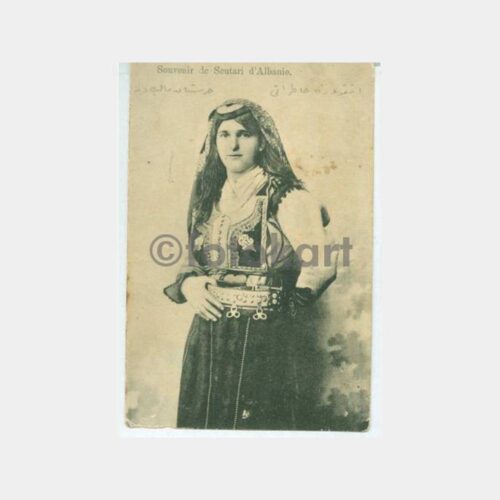 1900 Arnavutluk İşkodra Folklor Kadın Kartpostal
