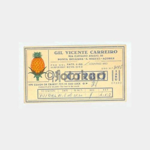 1956 Azor Adaları QSL Amatör Radyocu Kart