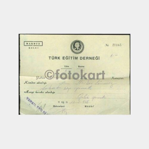 1958 Ankara Türk Eğitim Derneği Makbuzu
