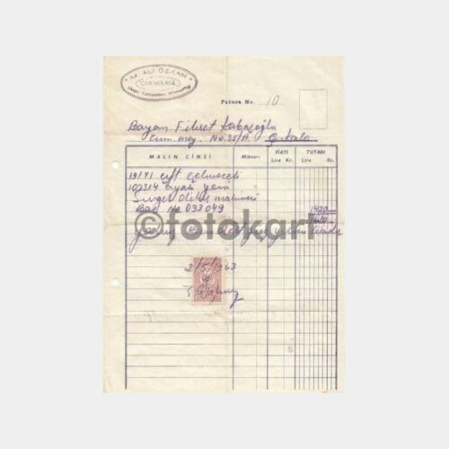 1963 Çanakkale Singer Dikiş Makinası Faturası