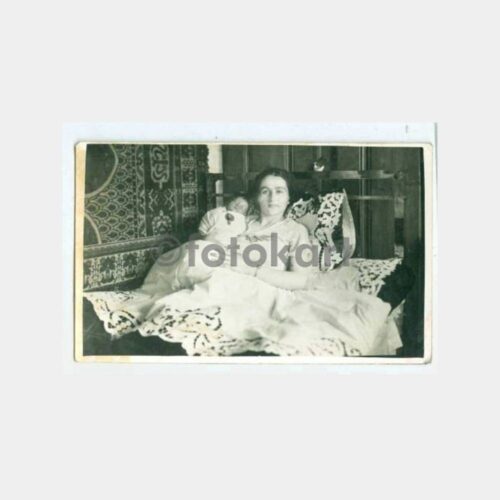 1938 Edirne Lohusa Yatağında Anne Bebek Fotoğraf