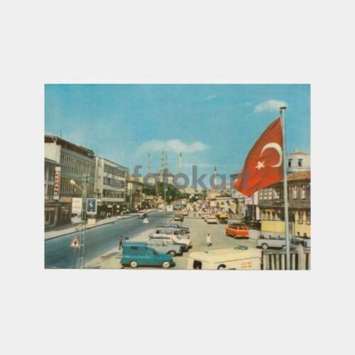 1976 Edirne Ana Cadde Görünüş Kartpostal