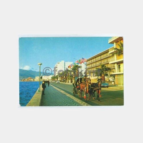 1970 İzmir Kordon Atlı Fayton Geçiş Kartpostal