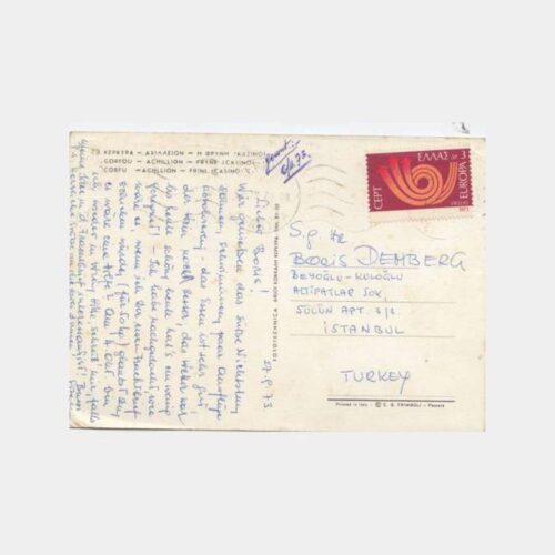 1973 Yunanistan Korfu Adası Heykeli Kartpostal - Görsel 2