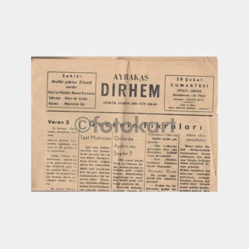 1959 Adapazarı Dirhem Mizah Gazetesi