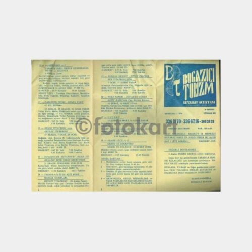 1974 Boğaziçi Turizm Gezi Broşürü