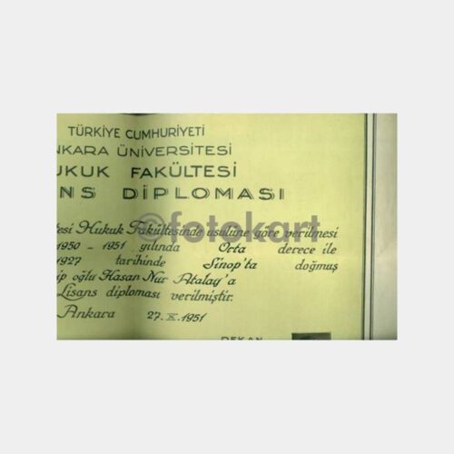 1951 Ankara Hukuk Fakültesi Diploması