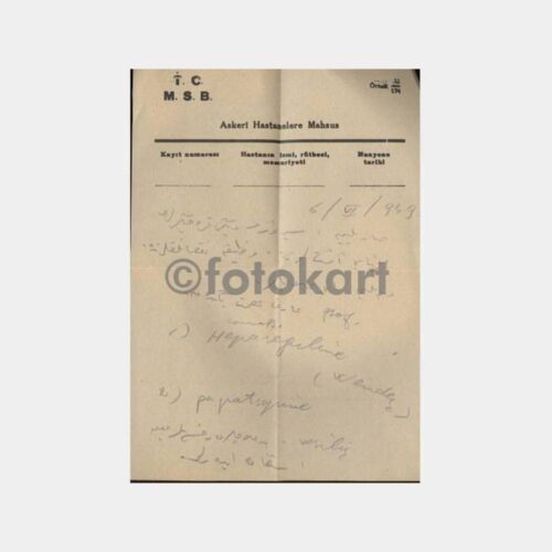 1949 Askeri Hastane Doktor Reçetesi