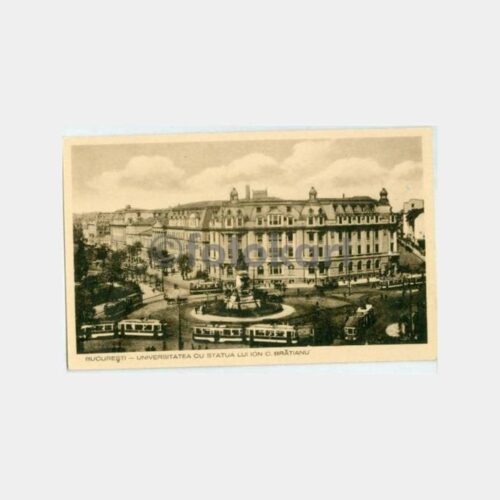 1950 Romanya Bükreş Üniversite Meydanı Kartpostal