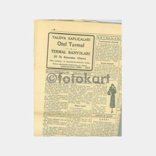 1942 Ankara Ulus Gazetesi - Yalova Termal - Görsel 2