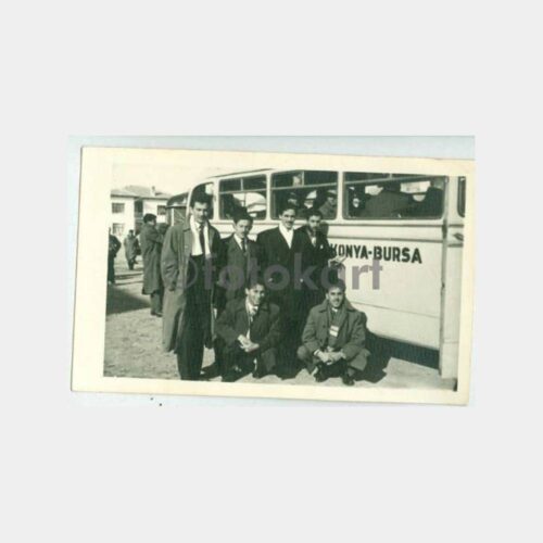 1940 Konya-Bursa Otobüsü Önü Baylar Fotoğraf