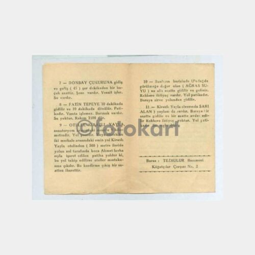 1947 Bursa Dağcılık Turizm Kulübü Tarife Broşür - Görsel 2