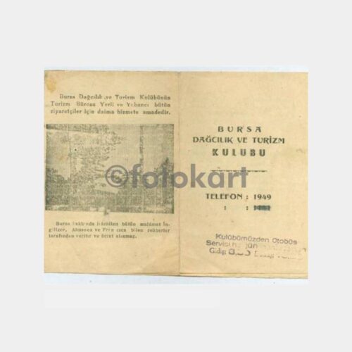 1947 Bursa Dağcılık Turizm Kulübü Tarife Broşür