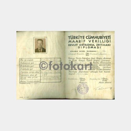 1941 Beşiktaş 1. Ortaokul Diploması
