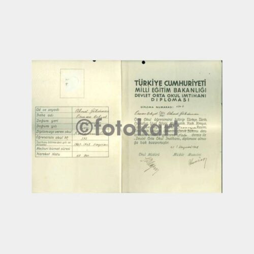 1948 Kastamonu Lisesi Diploması